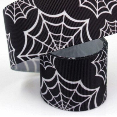 Halloween Black Web Grosgrain Ribbon