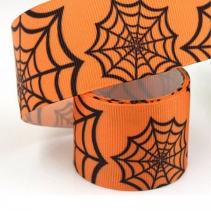 Halloween Orange Web Grosgrain Ribbon